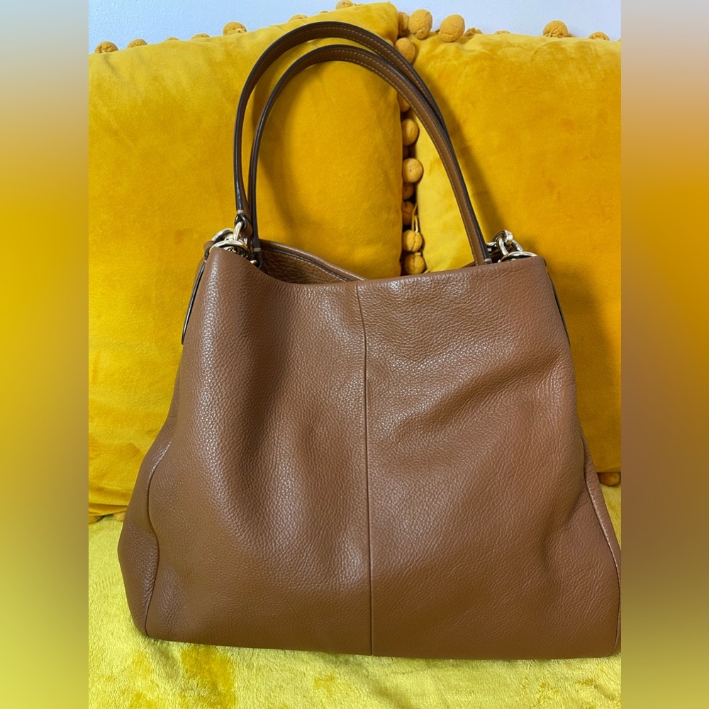 COACH Madison Leather Phoebe Shoulder Bag Tan